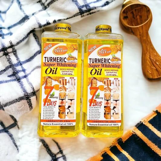 V'eet Gold Original Turmeric Super Body Repair Oil, Body Parts, and Bikini Area Dark Spot Clearing & Anti-Aging 100% Natural Essential Oil - 1000ml