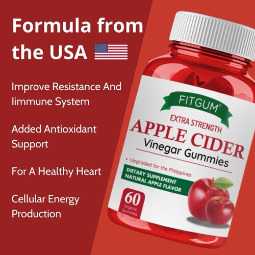 Flat Tummy , Flat Stomach Extra Strength Apple Cider Vinegar Gummies Dietary Supplement – Natural Apple Flavor” (60 gummies)