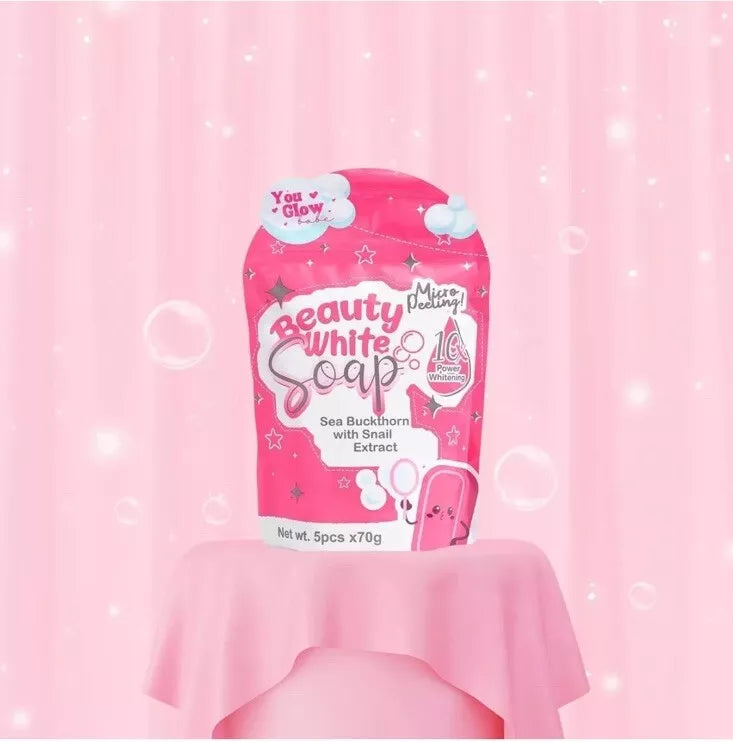 You Bright Glow Beauty White Soap Micro Peeling 10x Power Whitening 70g (5 Bars Per Pouch)