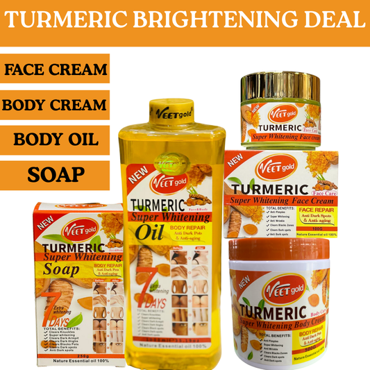 Turmeric Skincare Set – Soap, Body Cream, Face Cream & Body Oil