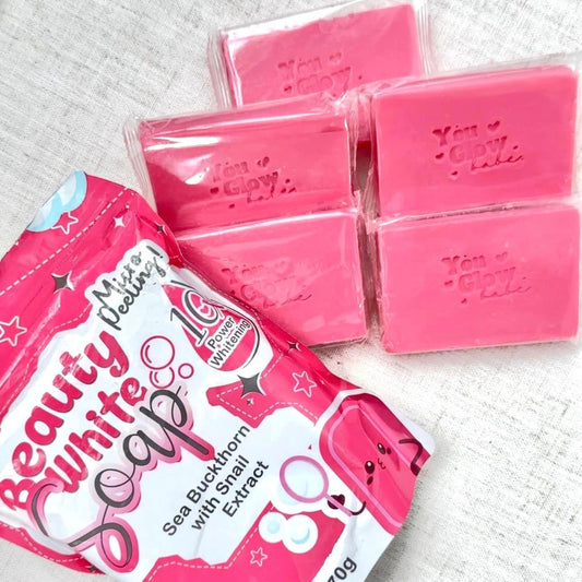 You Bright Glow  Beauty White Soap Micro Peeling 10x Power Whitening 70g (5 Bars Per Pouch)