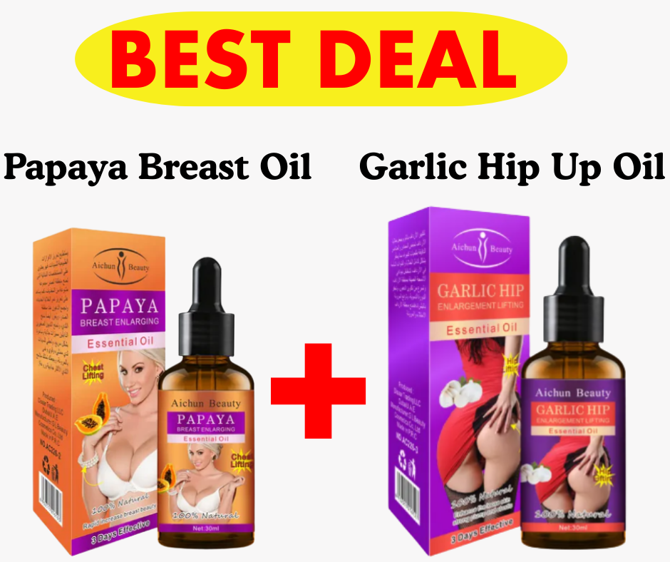 Garlic Essence Hip Lifting Oil+ Papaya Breast Essential Oil for Body Shaping