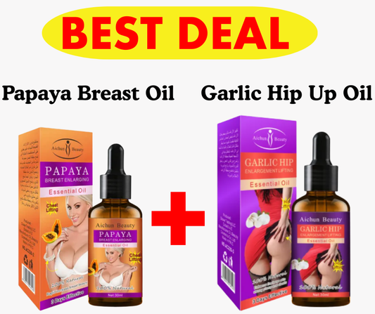 Garlic Essence Hip Lifting Oil+ Papaya Breast Essential Oil for Body Shaping